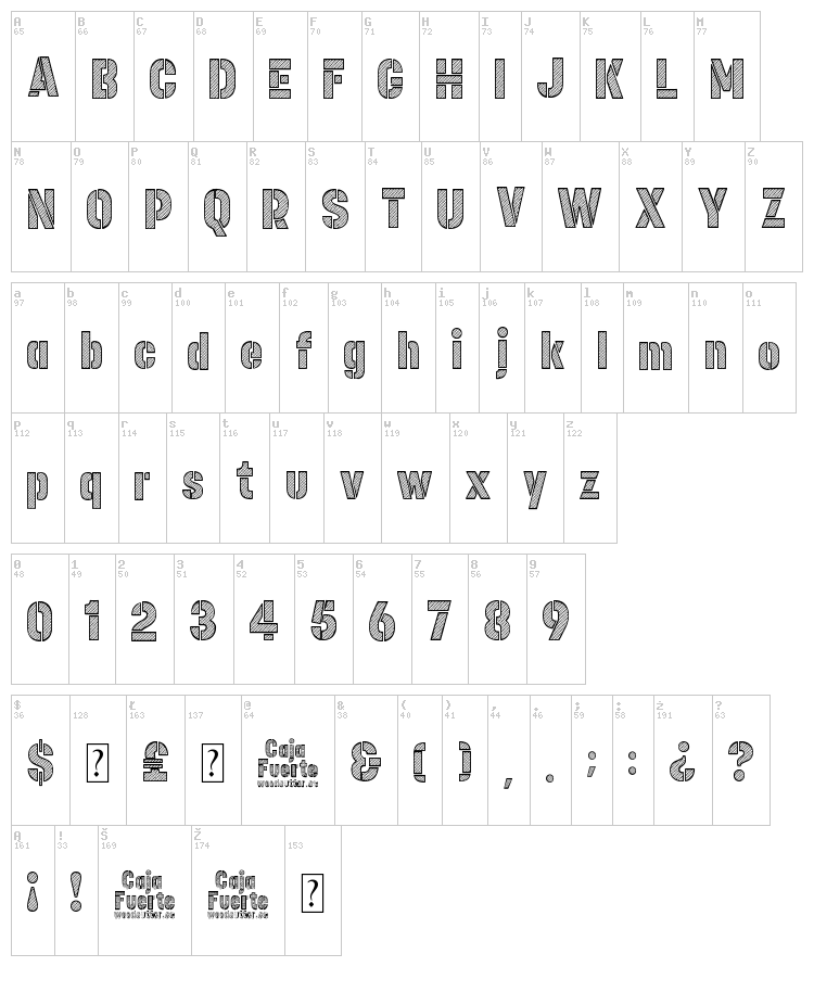 Caja Fuerte font map